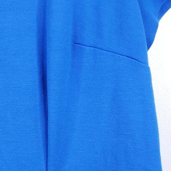 Talbots Dress Women's Size 10 Blue Short Sleeve Embroidered Ponte Knit - Picture 6 of 9